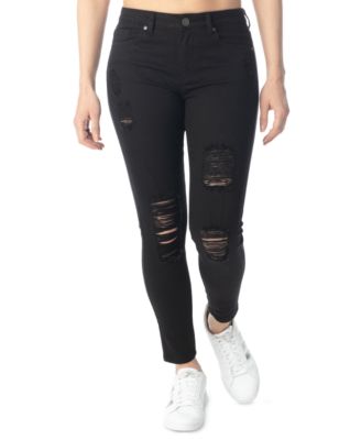 Almost Famous - Juniors' High-Rise Destructed Skinny Ankle Jeans