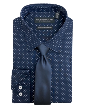 Men's Modern Fit Dress Shirt and Tie Set