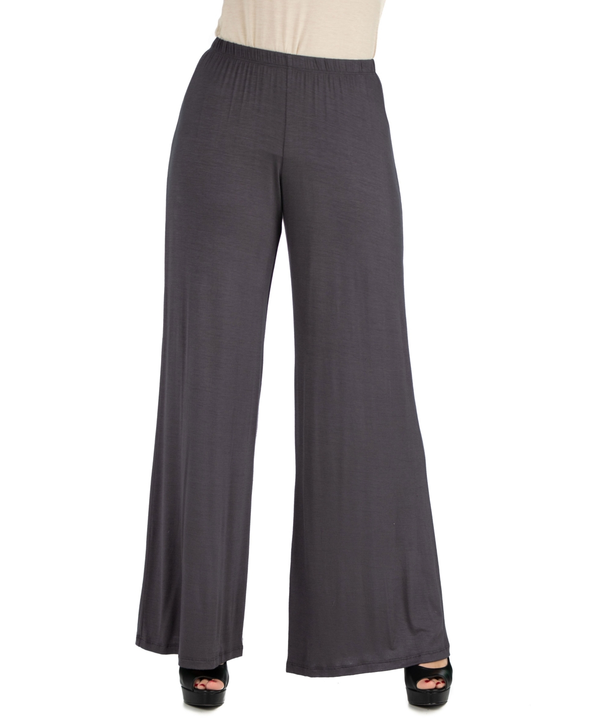 Women Comfortable Solid Color Palazzo Pants - Nude