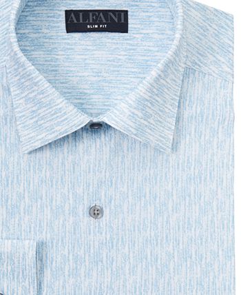 Alfani Mens Slim Fit Performance Stretch Easy Care Solid Dress Shirt Blue Size 15 34 35 main image 0