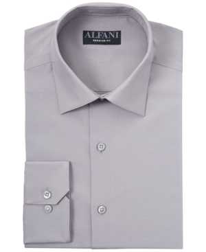 Alfani Men's Solid Dress Shirt, Created For Macy's In Silver Filigree