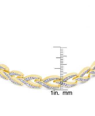 Diamond Accent 'V' Link Bracelet in Silver Plate or Gold Plate