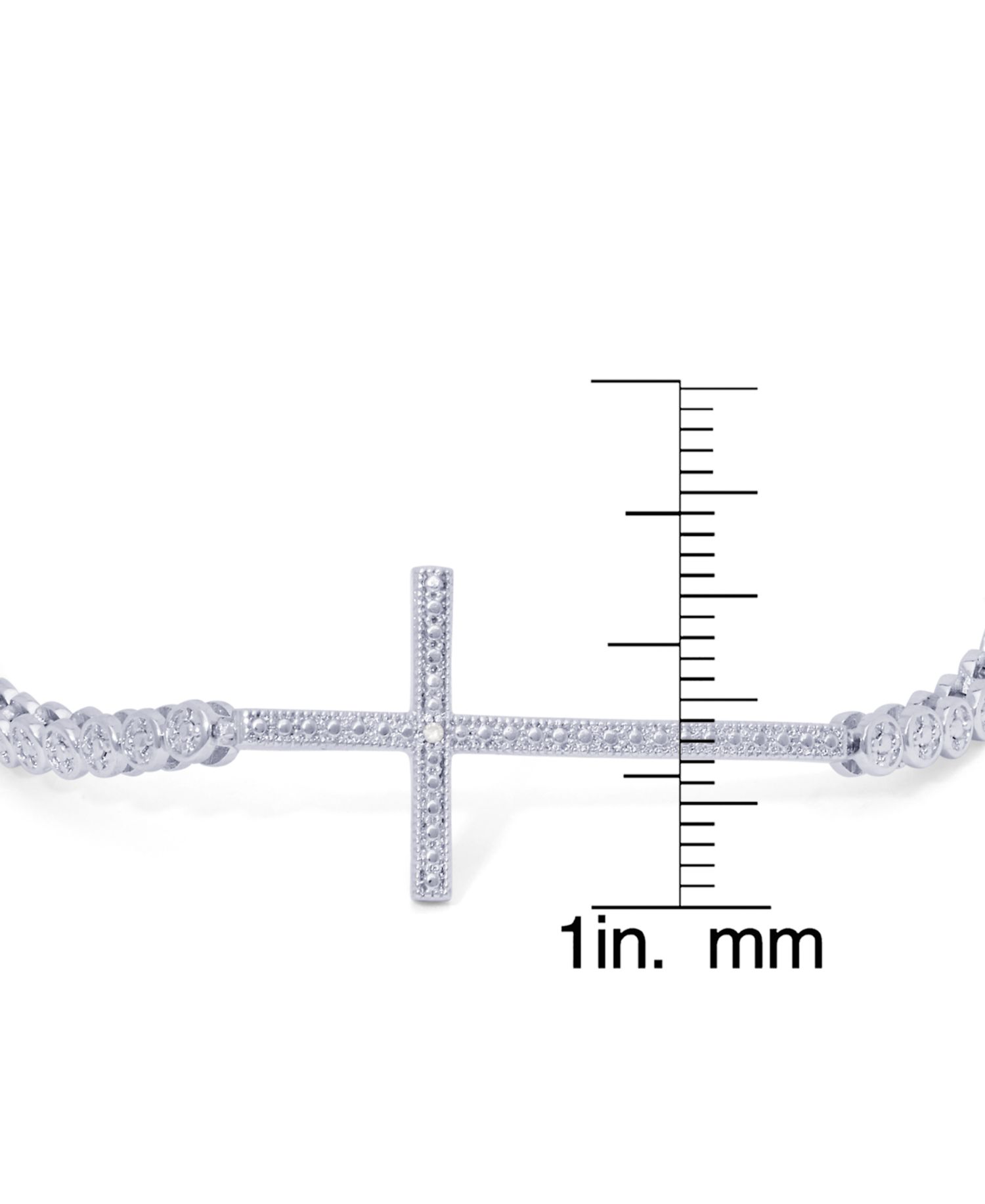 Diamond Accent Cross Adjustable Silver Plate Bracelet