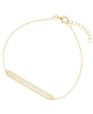 Cubic Zirconia Micro Pave Bar Bracelet in Sterling Silver (Also in 14k Gold Over Silver)