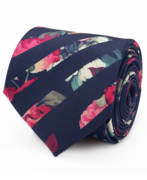 Мужские галстуки Ox & Bull Trading Co. Painted Floral Stripe Tie, цвет: Тёмно-синий