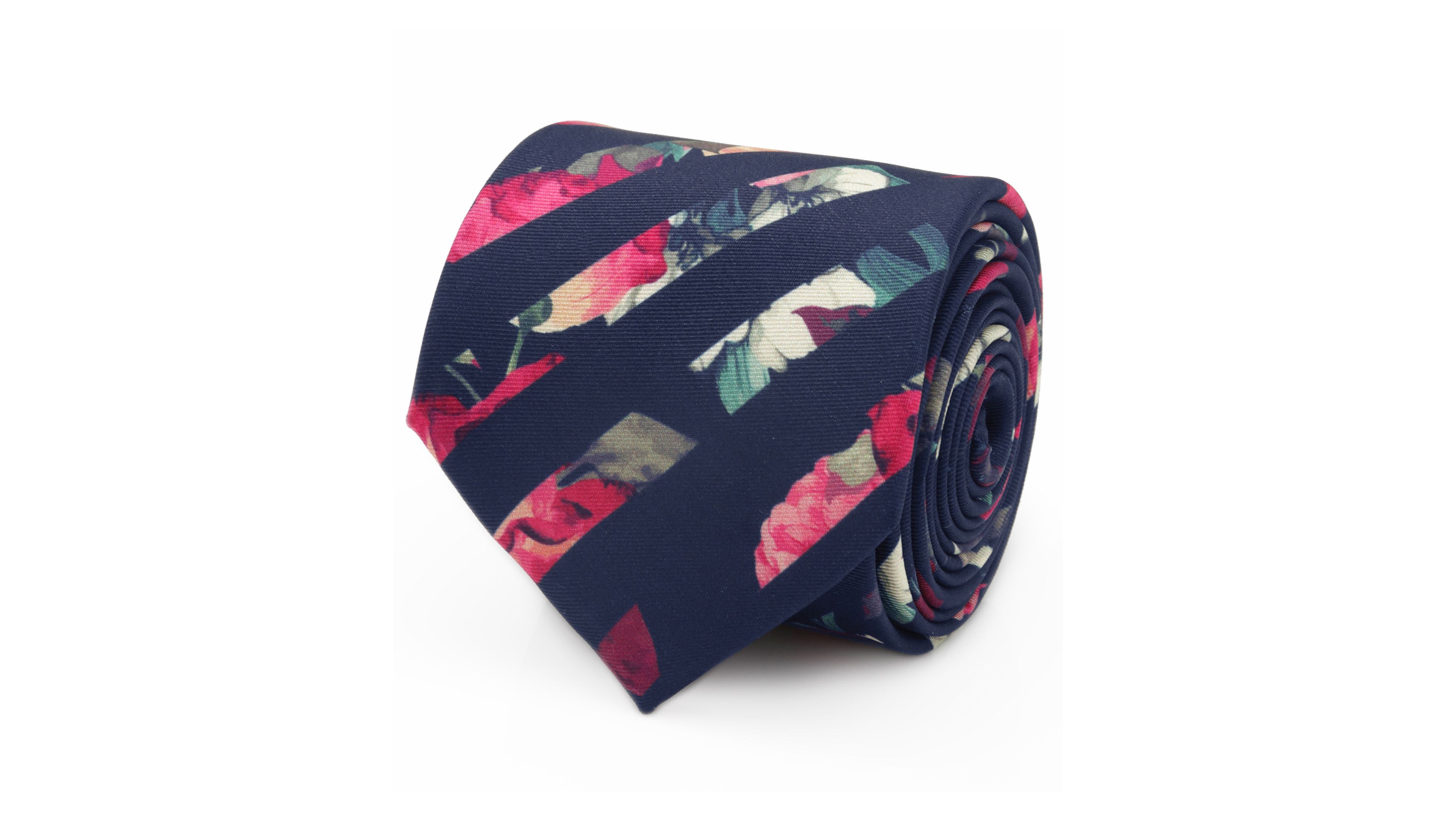 Men's Painted Floral Stripe Tie