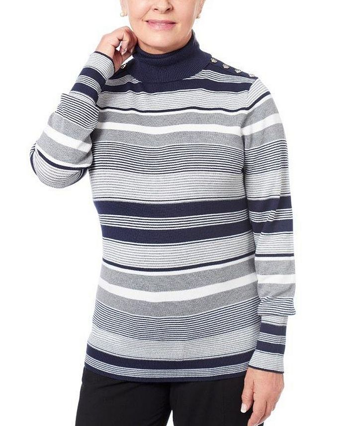 Joseph A Women s Petite Button Shoulder Turtleneck Sweater Macy s