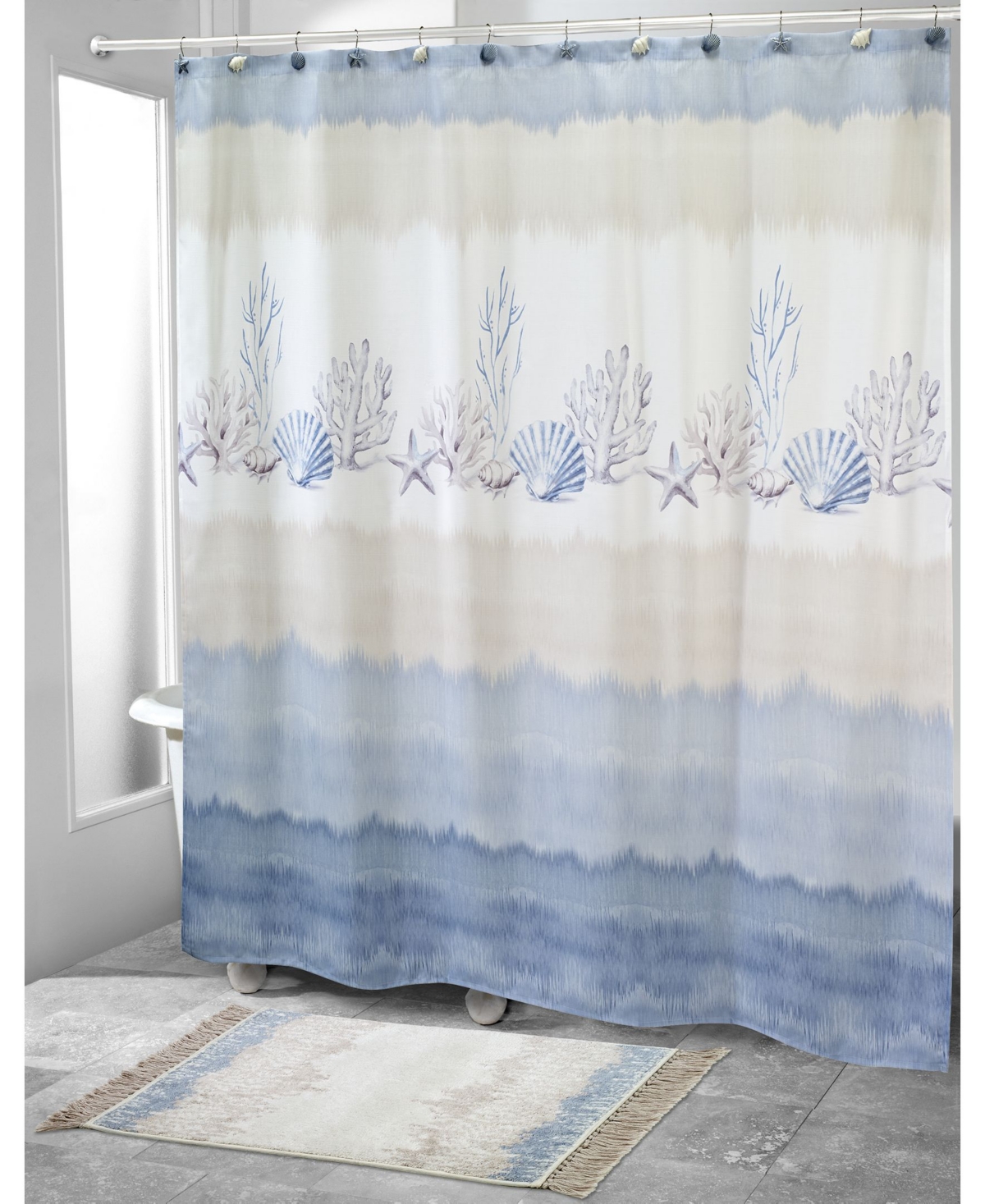 Avanti Abstract Coastal Seashells & Coral Curtain, 72