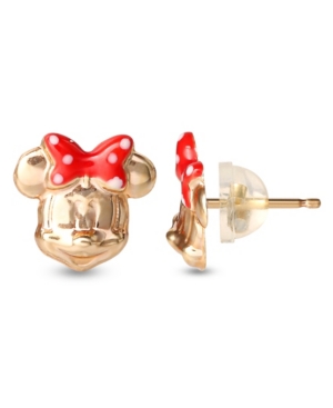 image of Disney Children-s Minnie Mouse Bow Stud Earrings in 14k Gold