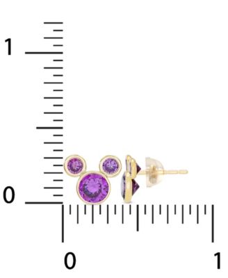 Children's Cubic Zirconia Birthstone Mickey Mouse Stud Earrings in 14k Gold