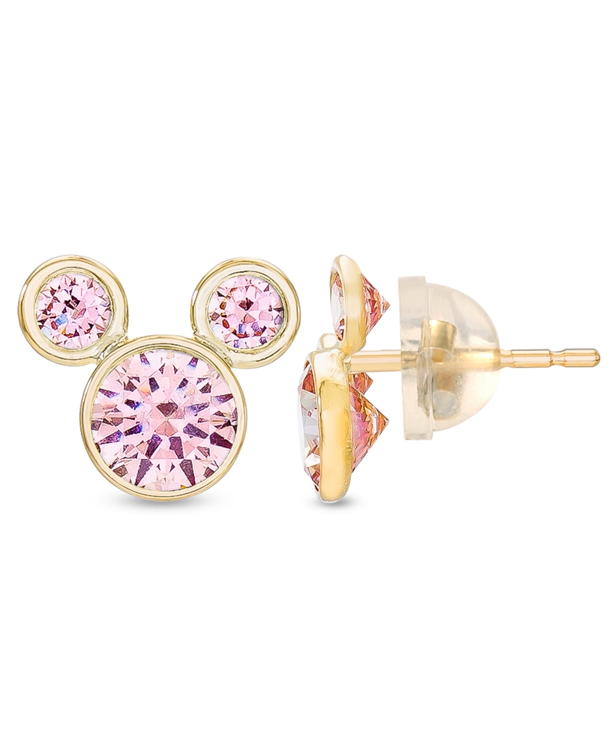 Disney Children's Cubic Zirconia Birthstone Mickey Mouse Stud Earrings in 14k Gold