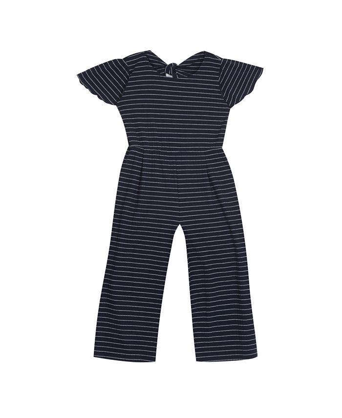 Rare Editions Big Girls Rib Knit Jumpsuit with Tie Back Detail - Macy's