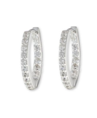 Sterling Silver and Cubic Zirconia Huggie Hoop Earring