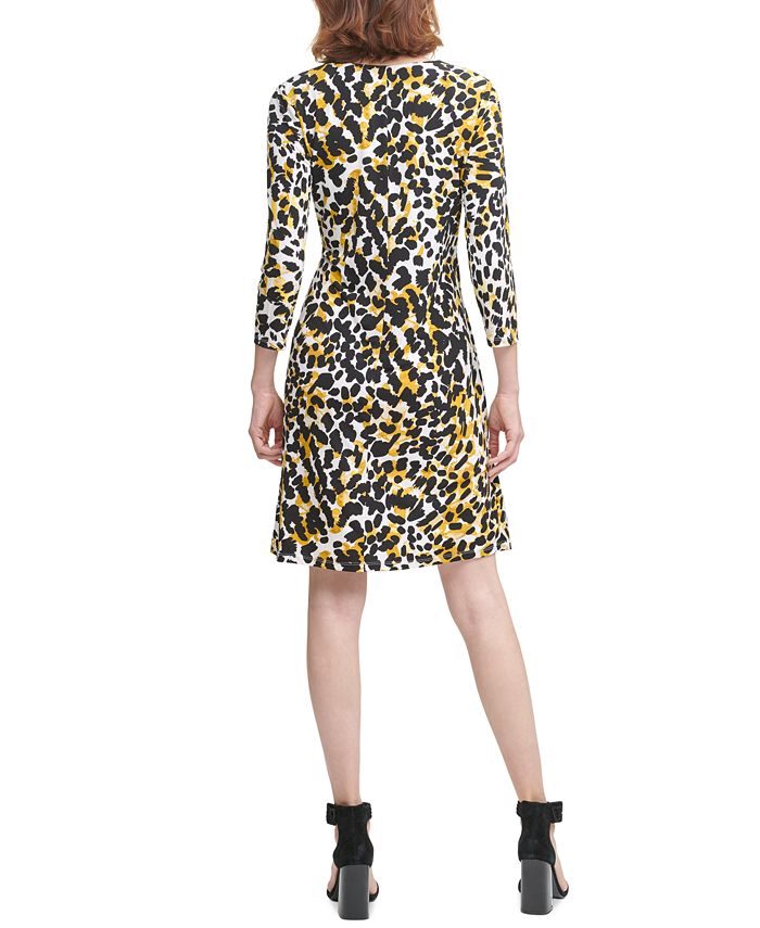 Calvin Klein Animal-Print Faux-Wrap Dress - Macy's