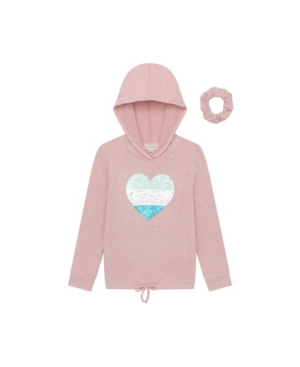 BTween Girls Long Sleeve Glitter Hacci Hoodie with Scrunchie