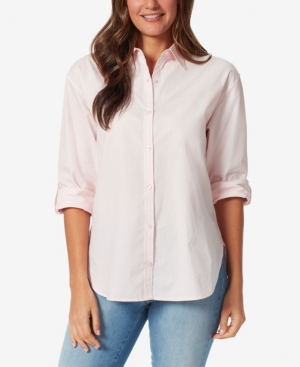 Shop Gloria Vanderbilt Women's Amanda Button-front Shirt In Pink Parasol