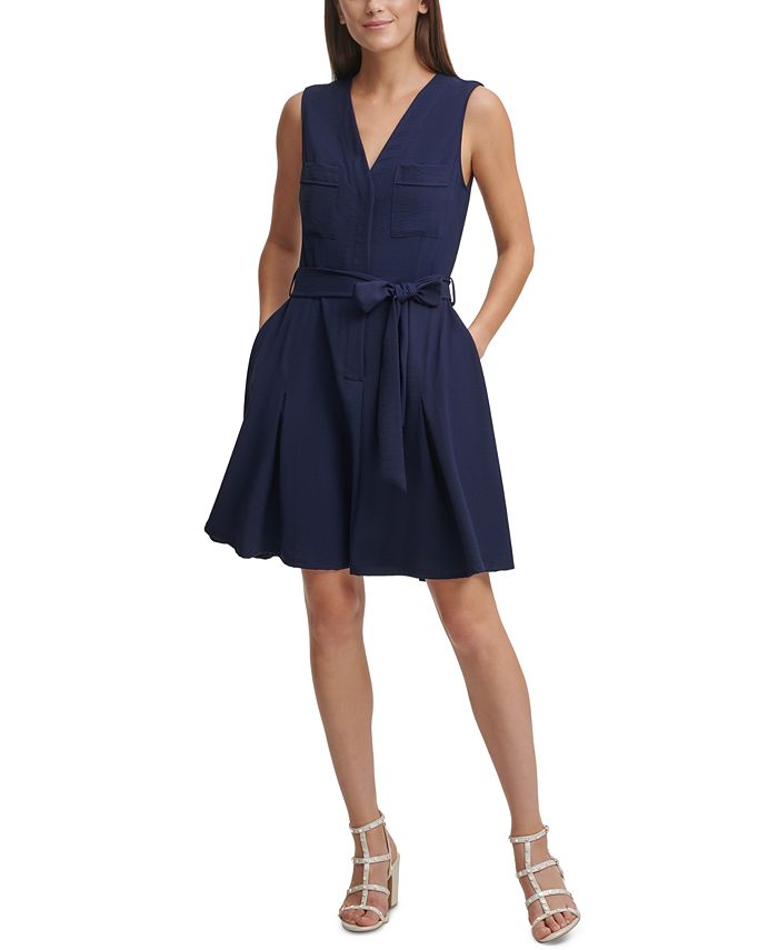 DKNY TieFront Fit & Flare Dress Macy's