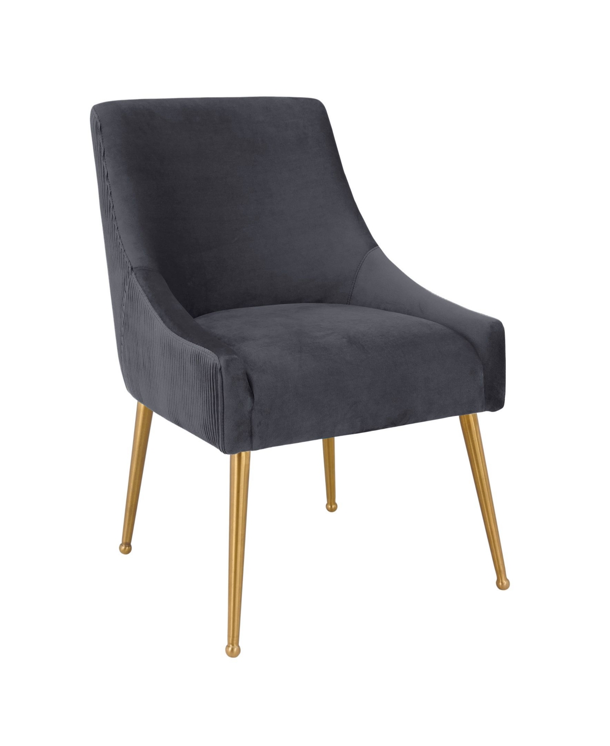 Shop Tov Furniture Beatrix Pleated Velvet Side Chair In Dark Gray