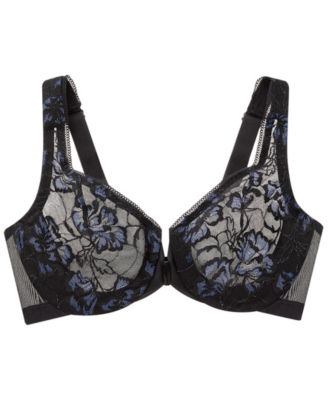 Women's Full Figure Wonderwire Front Close Stretch Lace Bra with Narrow Set Straps 9246