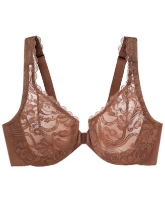 Women's Full Figure Plus Size Wonderwire Front Close Stretch Lace Bra 9245