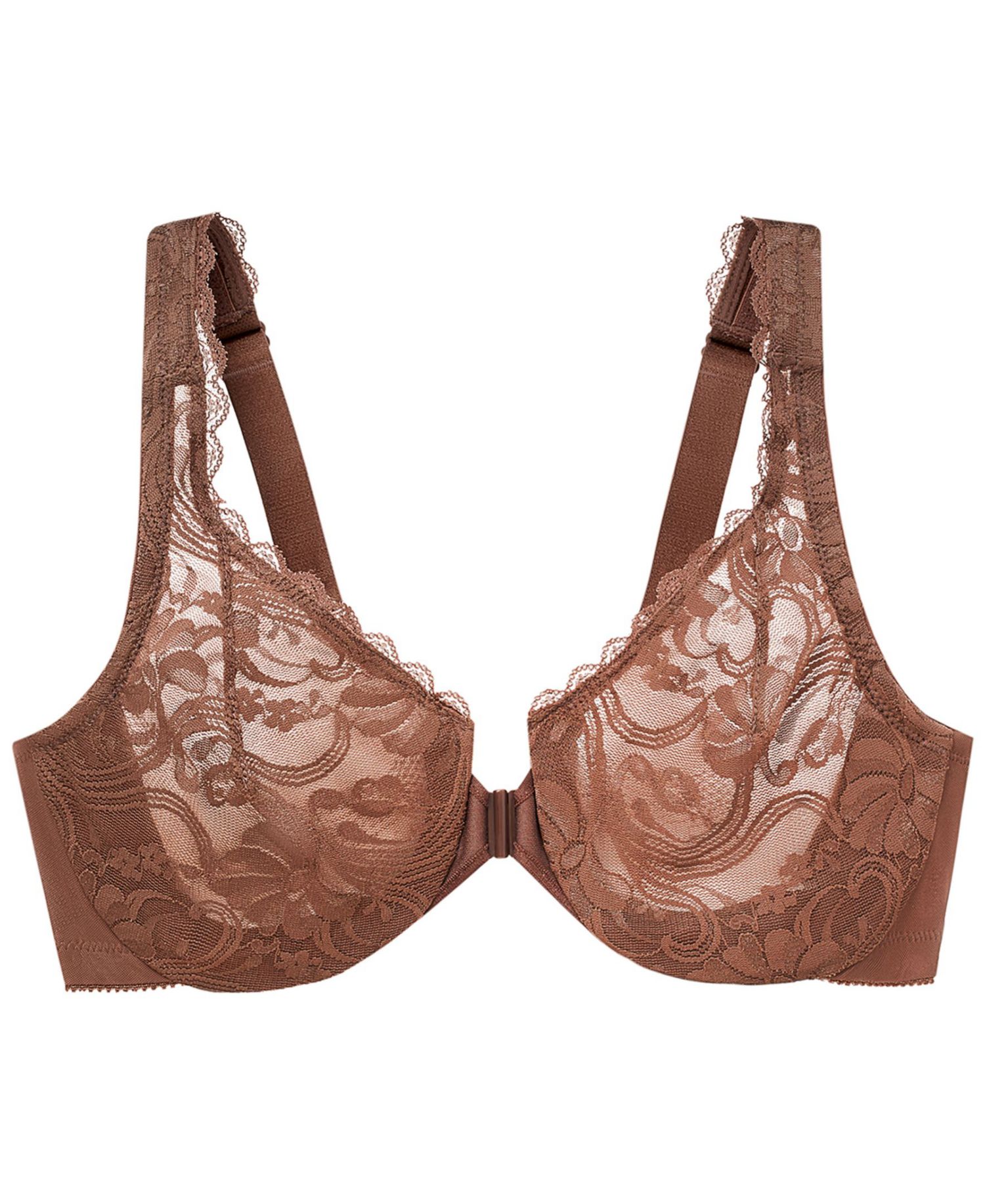 Women's Full Figure Plus Size Wonderwire Front Close Stretch Lace Bra 9245