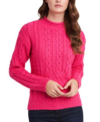 pink cable sweater