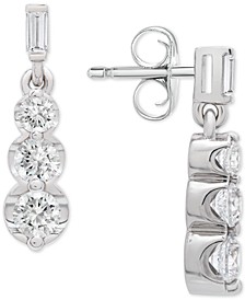 Diamond Graduated Three Stone Drop Earrings (3/4 ct. t.w.) in Platinum, Created for Macy's