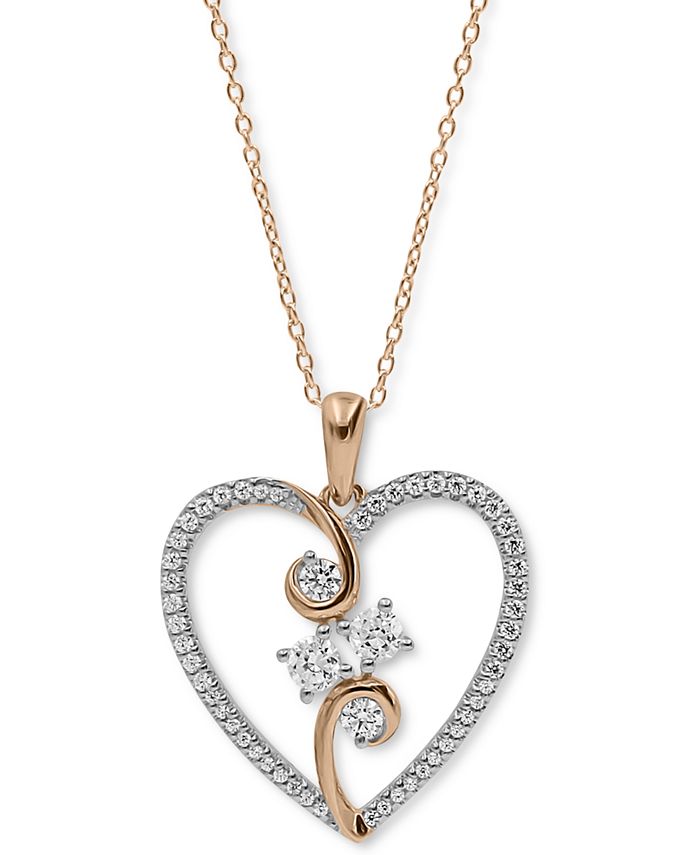 Macy's rose gold hot sale heart necklace