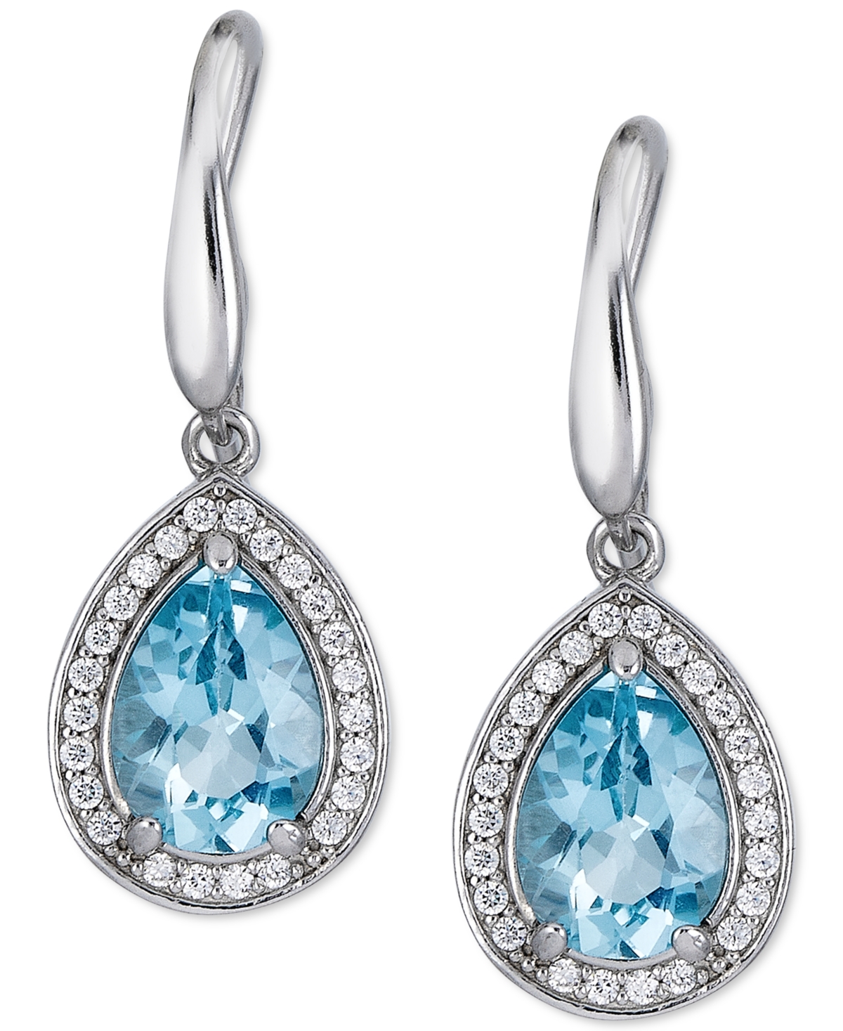 Sky Blue Topaz (4 ct. t.w.) & White Topaz (5/8 ct. t.w.) Drop Earrings - Sterling Silver