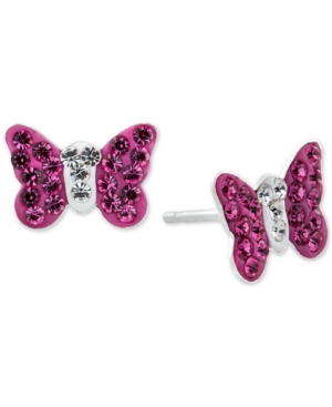 Giani Bernini Crystal Pave Butterfly Stud Earrings In Sterling Silver, Created For Macy's In Multi