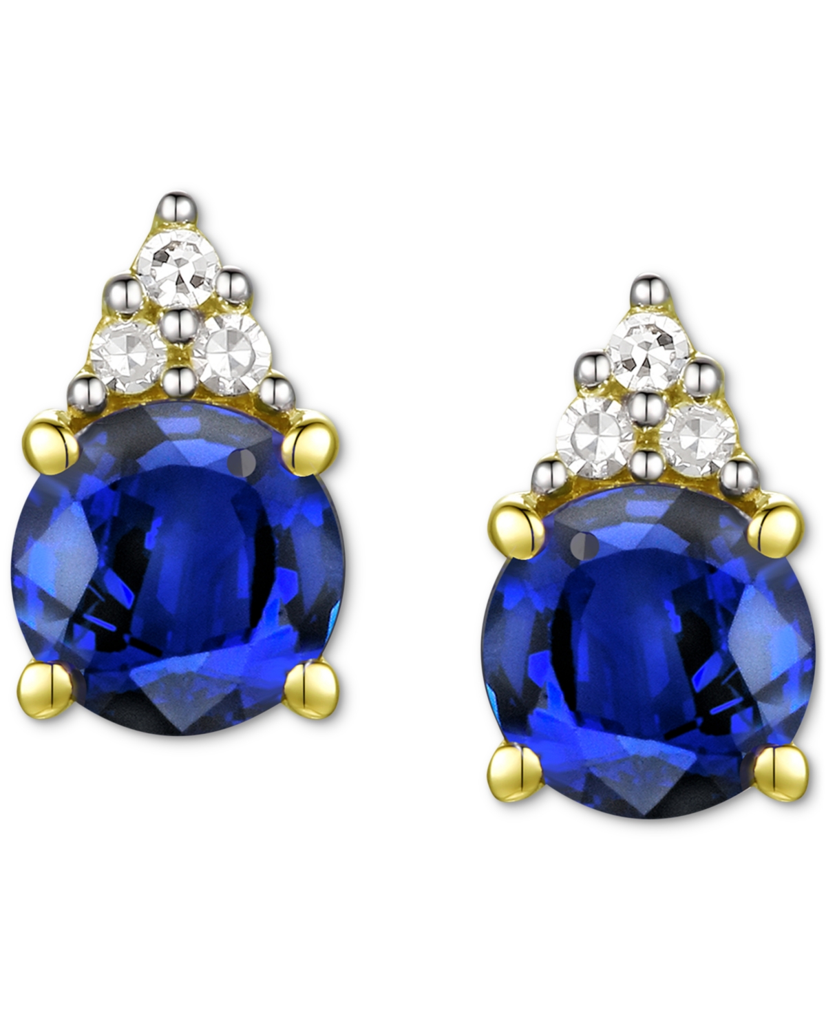 Shop Macy's Sapphire (7/8 Ct. T.w.) & Diamond Accent Stud Earrings In 14k Yellow Gold (also In Emerald, Ruby, Mo In Emerald,white Gold