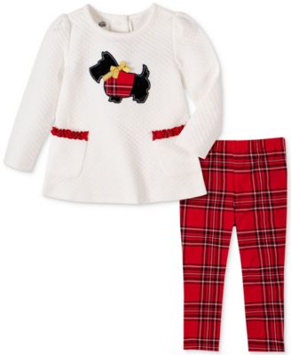 Kids Headquarters - Baby Girls Scottie Dog Tunic & Plaid Legging Set