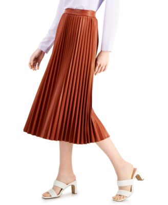 Alfani Pleated Faux-Leather Skirt, Created for Macy's