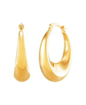 image of Polished Graduated Curved Oval Hoop Earrings in 10K Yellow Gold