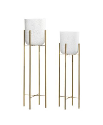 Set of 2 Multi Colored Metal Contemporary Planter, 39", 46"