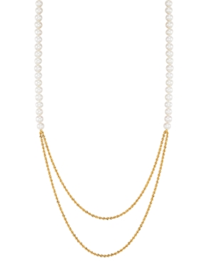 image of Cultured Freshwater Pearl (5-6mm) with 2 Rows of Glitter Rope Chain 19