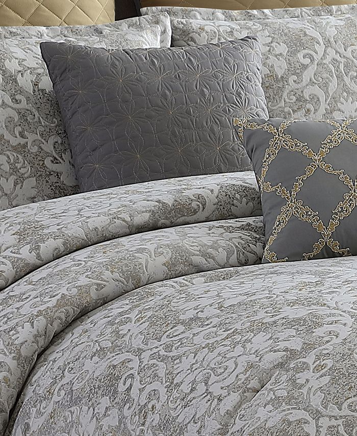 Riverbrook Home Set Copripiumino Queen 3 Pezzi Lussuoso In Velluto Argento - Lyndon