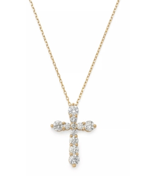 Macy's Diamond Cross 16"-18" Pendant Necklace (1/2 Ct. T.w.) In 14k White Gold Or 14k Gold In Yellow Gold