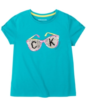 Calvin Klein Big Girls Flip Sequin Sunglasses Tee