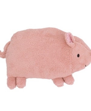 Nojo Plush Sherpa Pig Decorative Throw Pillow With 3d Ears Dimensional Tail, 16.3" X 12.5" In Pink