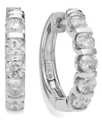 macy white gold diamond hoop earrings