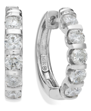 image of 14k White Gold Diamond Hoop Earrings (2 ct. t.w.)