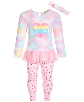 BTween - Baby Girls 2-Pc. Tie-Dye Heart Tunic & Leggings Set