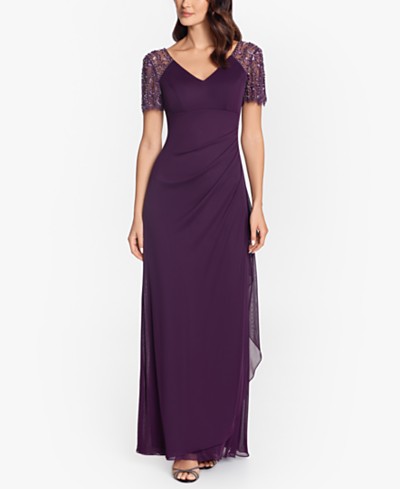 Alfani Petite Lace Fit & Flare Dress, Created For Macy's in Purple