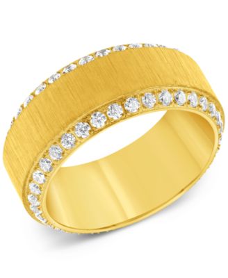 Blackjack - Men's Cubic Zirconia Textured Band in Yellow Ion-Plated Stainless Steel