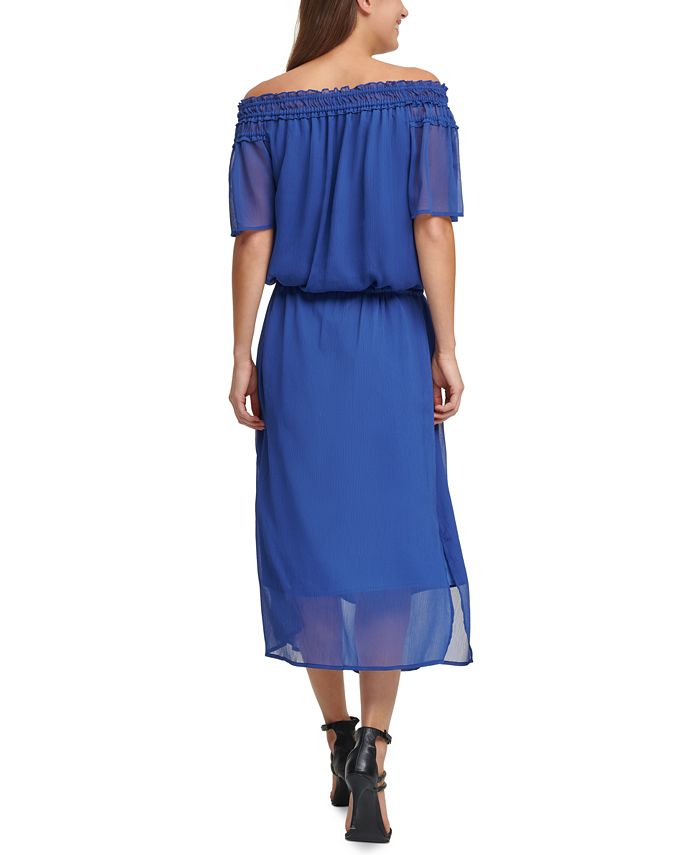 DKNY DKYN Ruched Off-The-Shoulder Dress - Macy's
