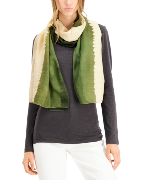Eileen Fisher Artisanal Silk Strata Scarf In Olive ModeSens