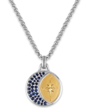 Esquire Men's Jewelry Sapphire Crescent Moon & North Star 22" Pendant Necklace (1-1/3 Ct. T.w.), Created For Macy's In Gold Over Silver