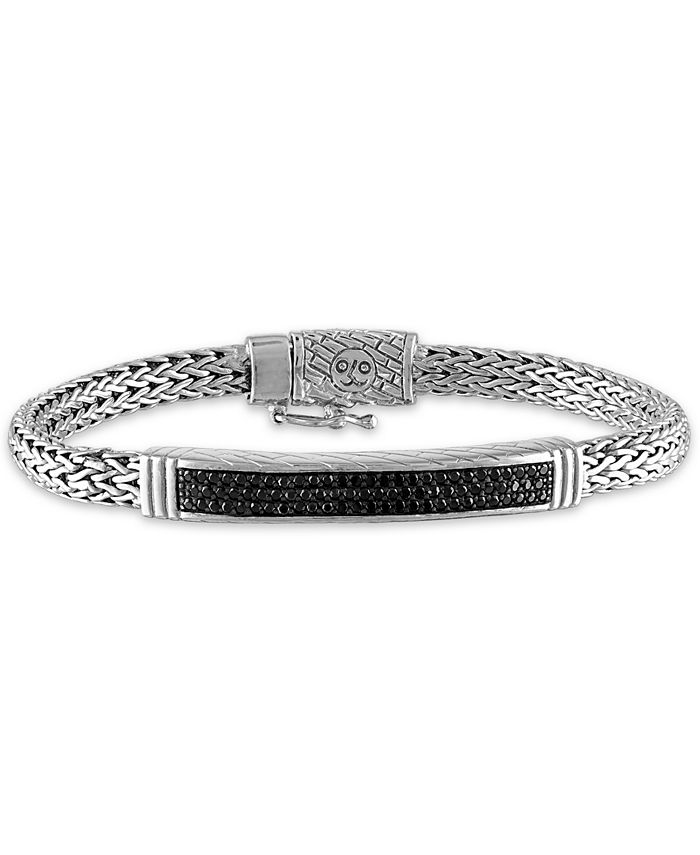 Esquire Men's Jewelry Black Diamond Bar Woven Link Bracelet (5/8 ct. t ...