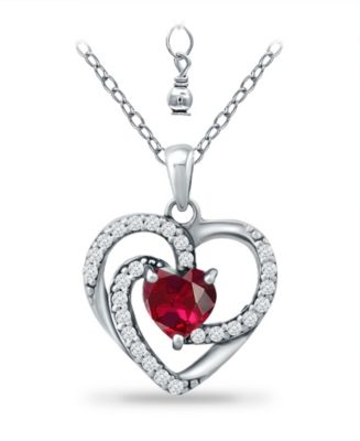 Giani Bernini Lab Grown Ruby and Cubic Zirconia Heart Pendant - Macy's